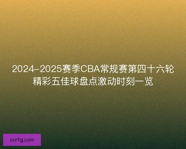 2024-2025赛季CBA常规赛第四十六轮精彩五佳球盘点激动时刻一览